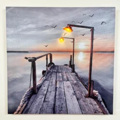 Seashore LED Jetty Canvas Wall Art 40x40cm