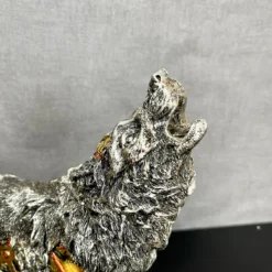 Silver Steampunk Howling Wolf Ornament -Home Decoration IMG E4257