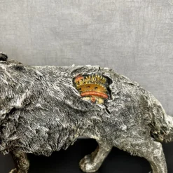 Silver Steampunk Howling Wolf Ornament -Home Decoration IMG E4264