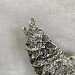 Silver Steampunk Howling Wolf Ornament -Home Decoration IMG E4265