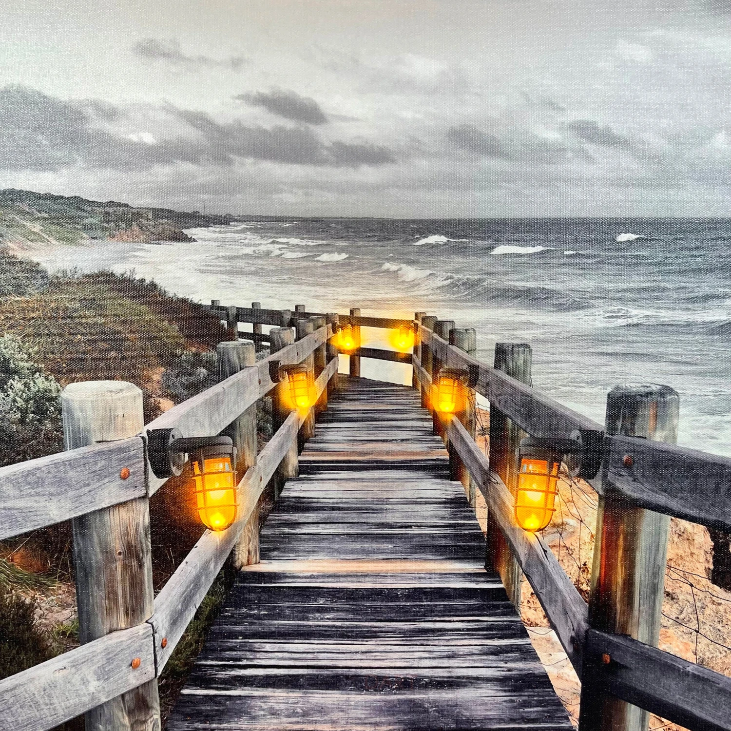 Seashore LED Boardwalk Canvas Wall Art 60cm 2 Seashore LED Boardwalk Canvas Wall Art 60cm - Image 2