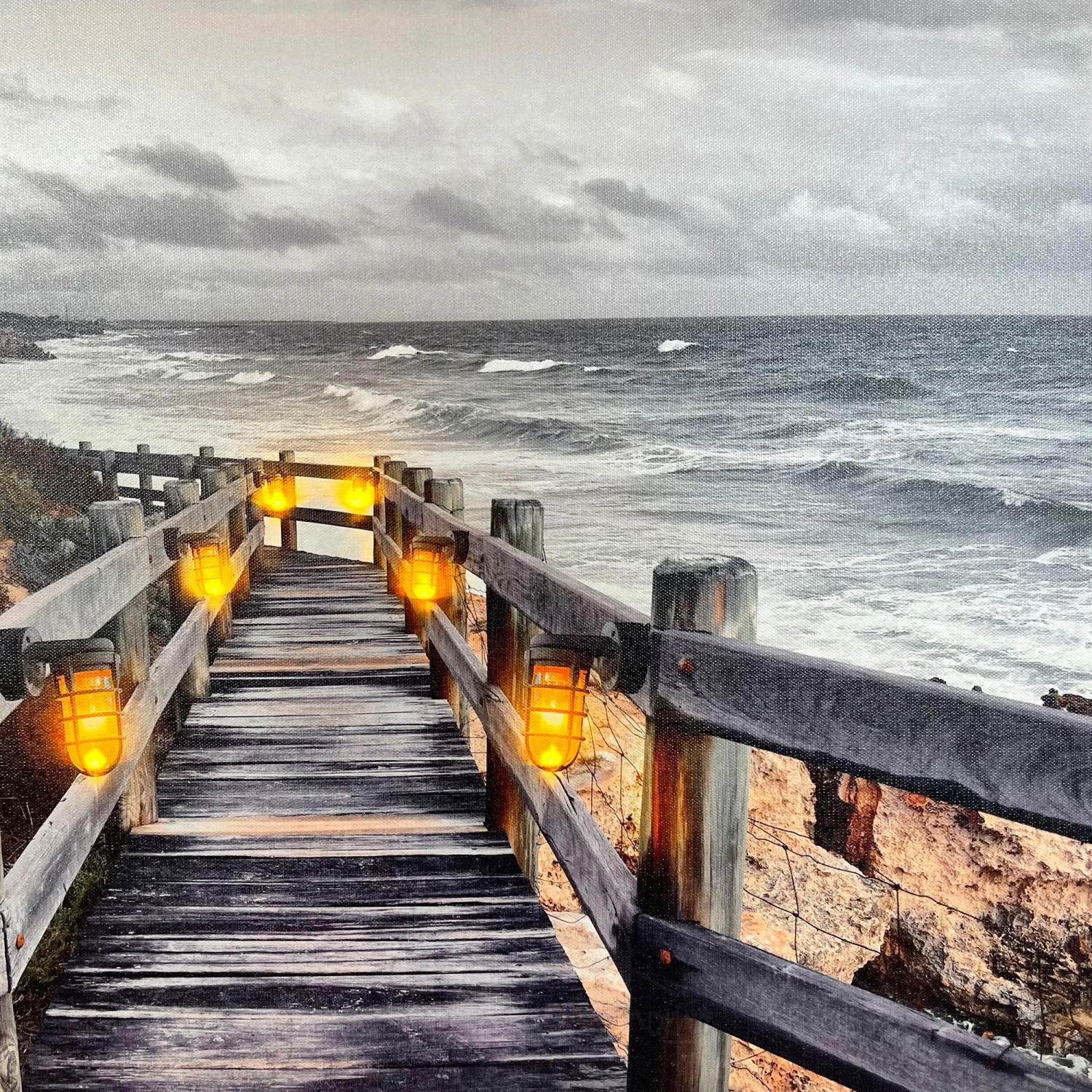 Seashore LED Boardwalk Canvas Wall Art 60cm 4 Seashore LED Boardwalk Canvas Wall Art 60cm - Image 4