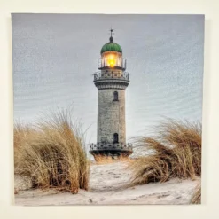 Square Seashore LED Lighthouse Canvas Wall Art 40cm