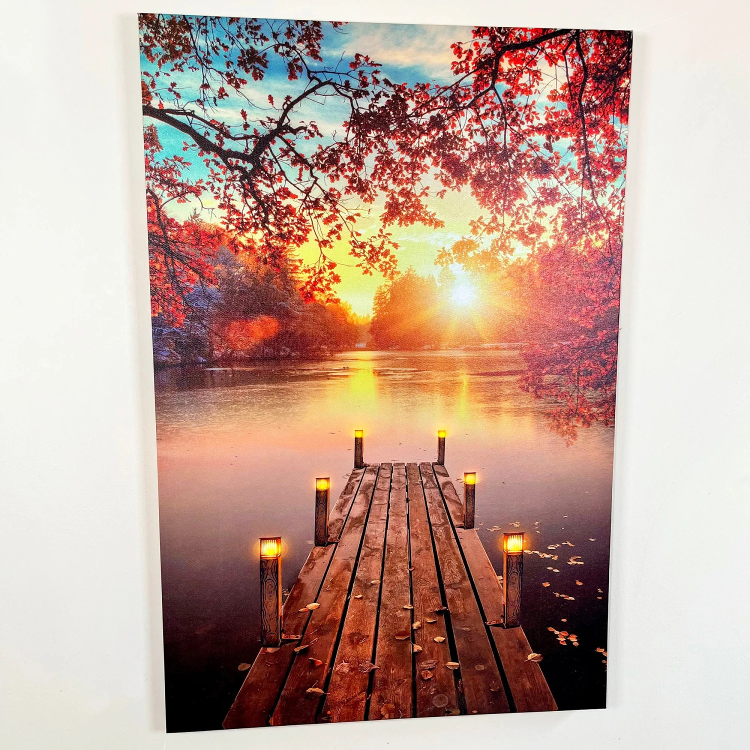 Portrait Rectangular Autumn LED Jetty Canvas Wall Art 60cm 4 Portrait Rectangular Autumn LED Jetty Canvas Wall Art 60cm - Image 4