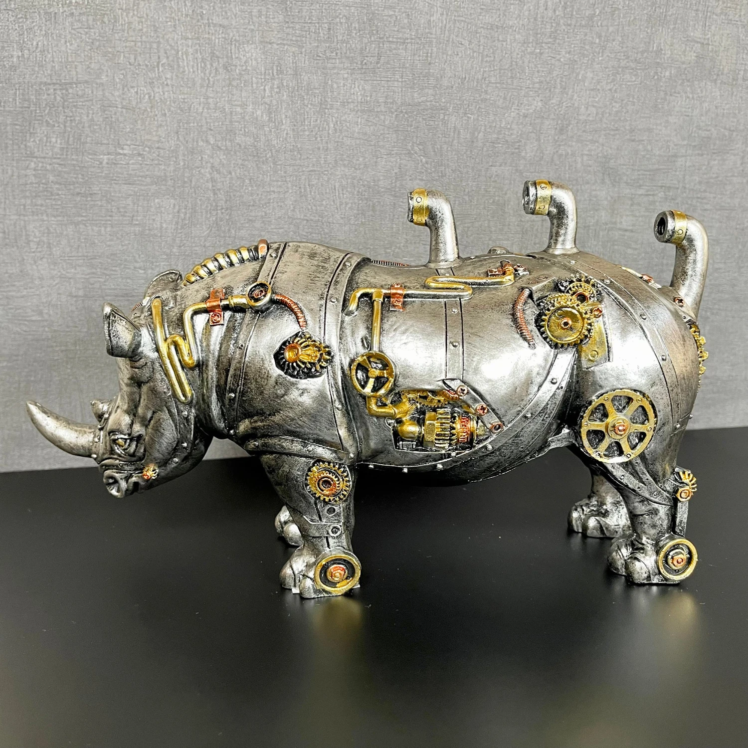 Standing Steampunk Rhino Ornament 7 Standing Steampunk Rhino Ornament - Image 7