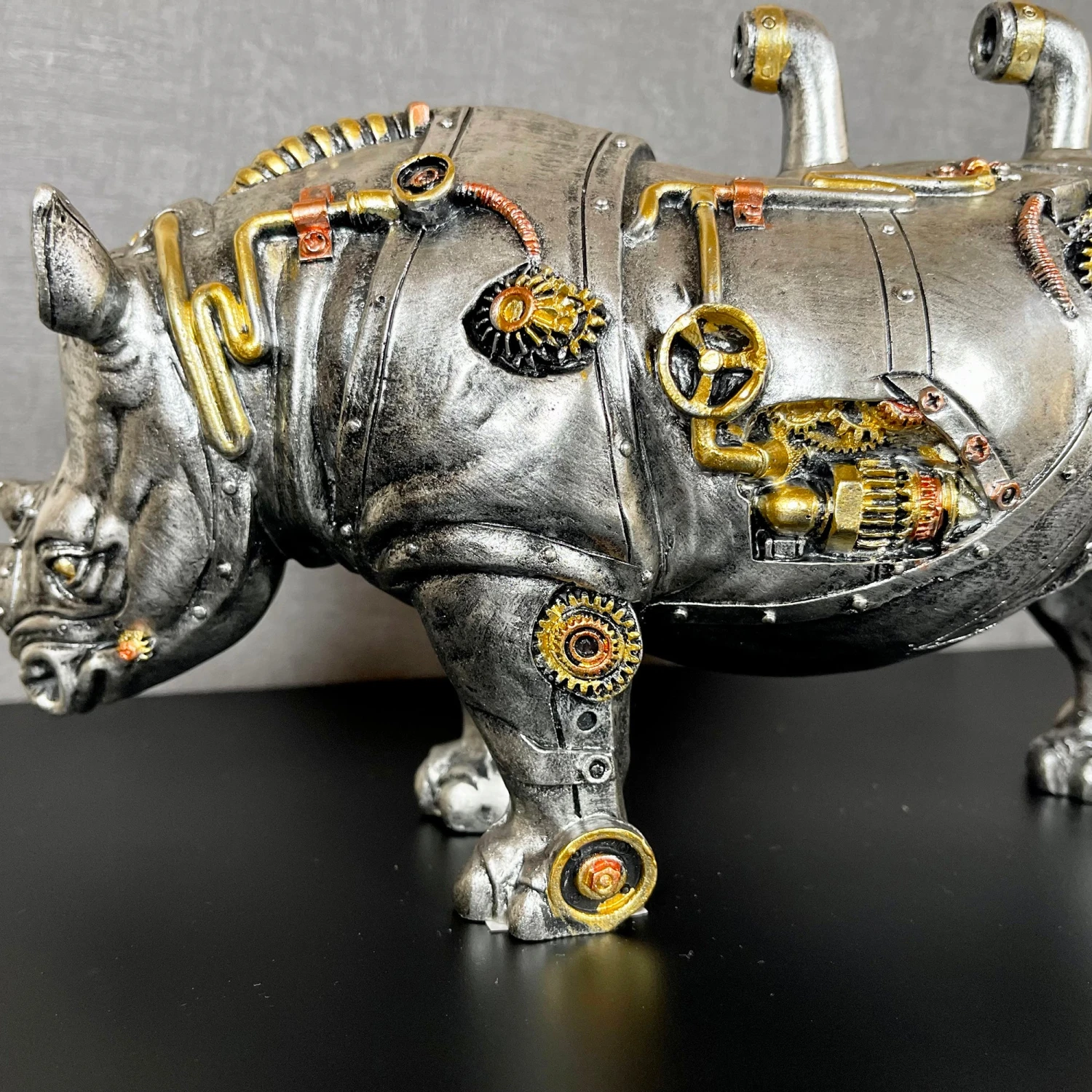Standing Steampunk Rhino Ornament 9 Standing Steampunk Rhino Ornament - Image 9