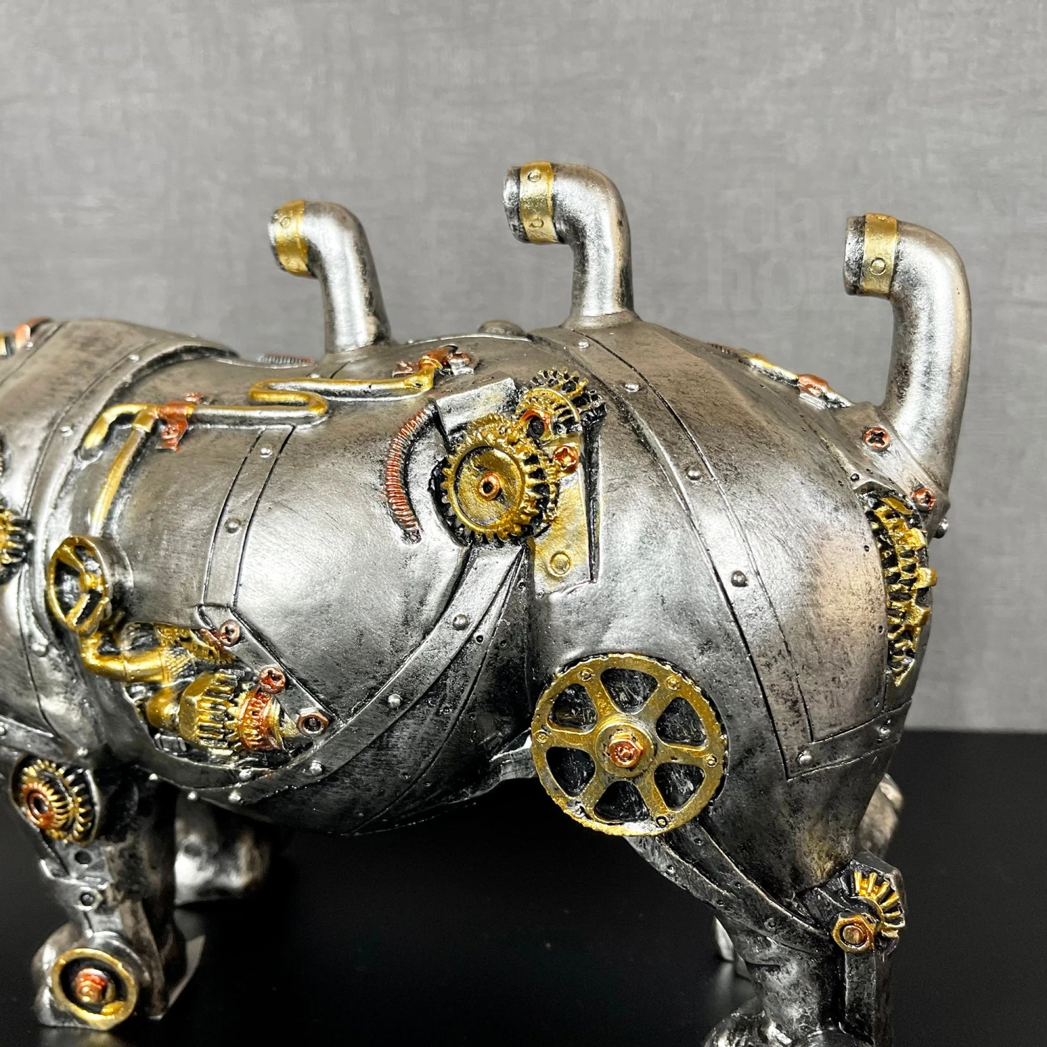 Standing Steampunk Rhino Ornament 10 Standing Steampunk Rhino Ornament - Image 10