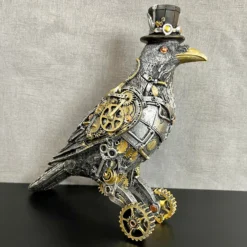 Silver Steampunk Crow Ornament
