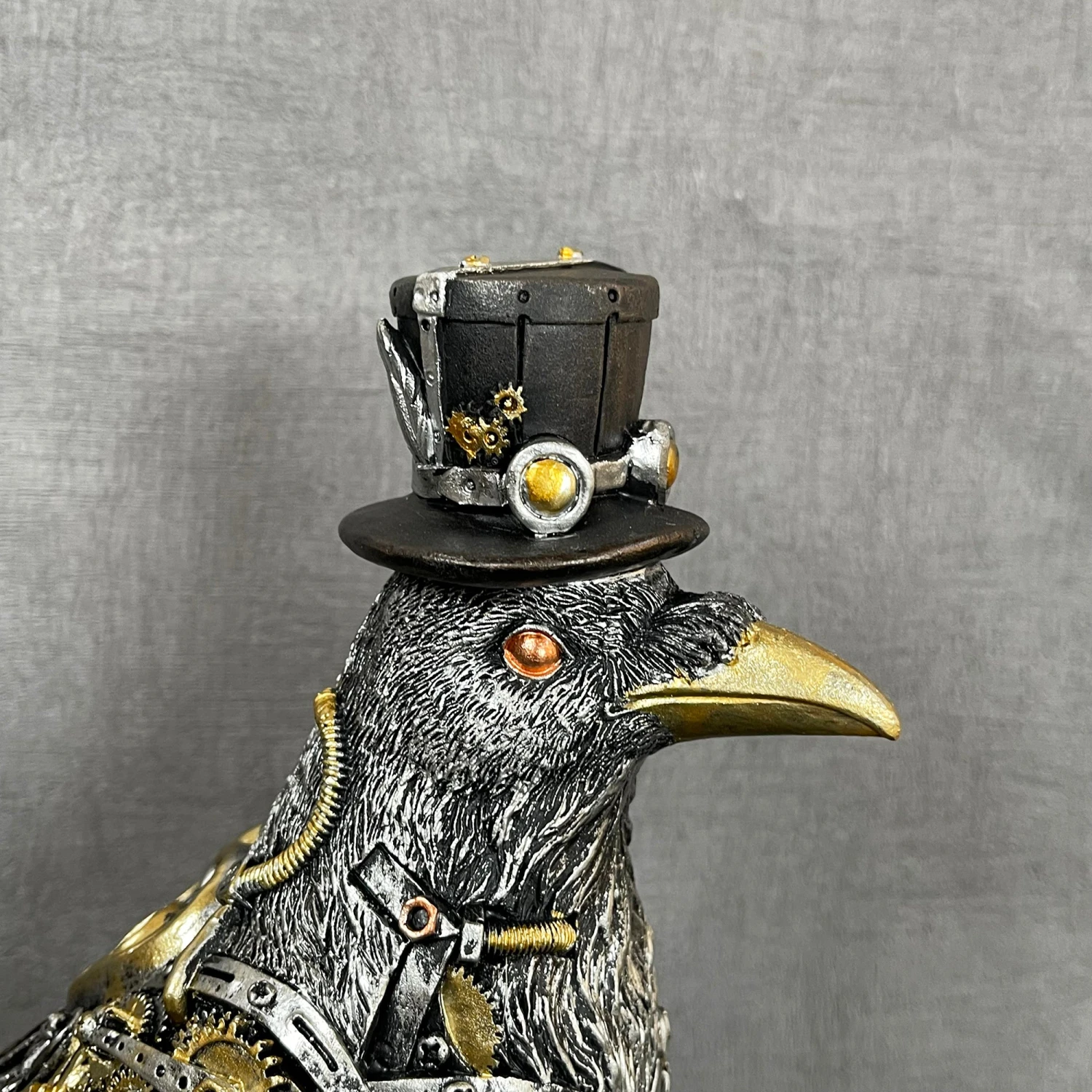 Silver Steampunk Crow Ornament 2 Silver Steampunk Crow Ornament - Image 2