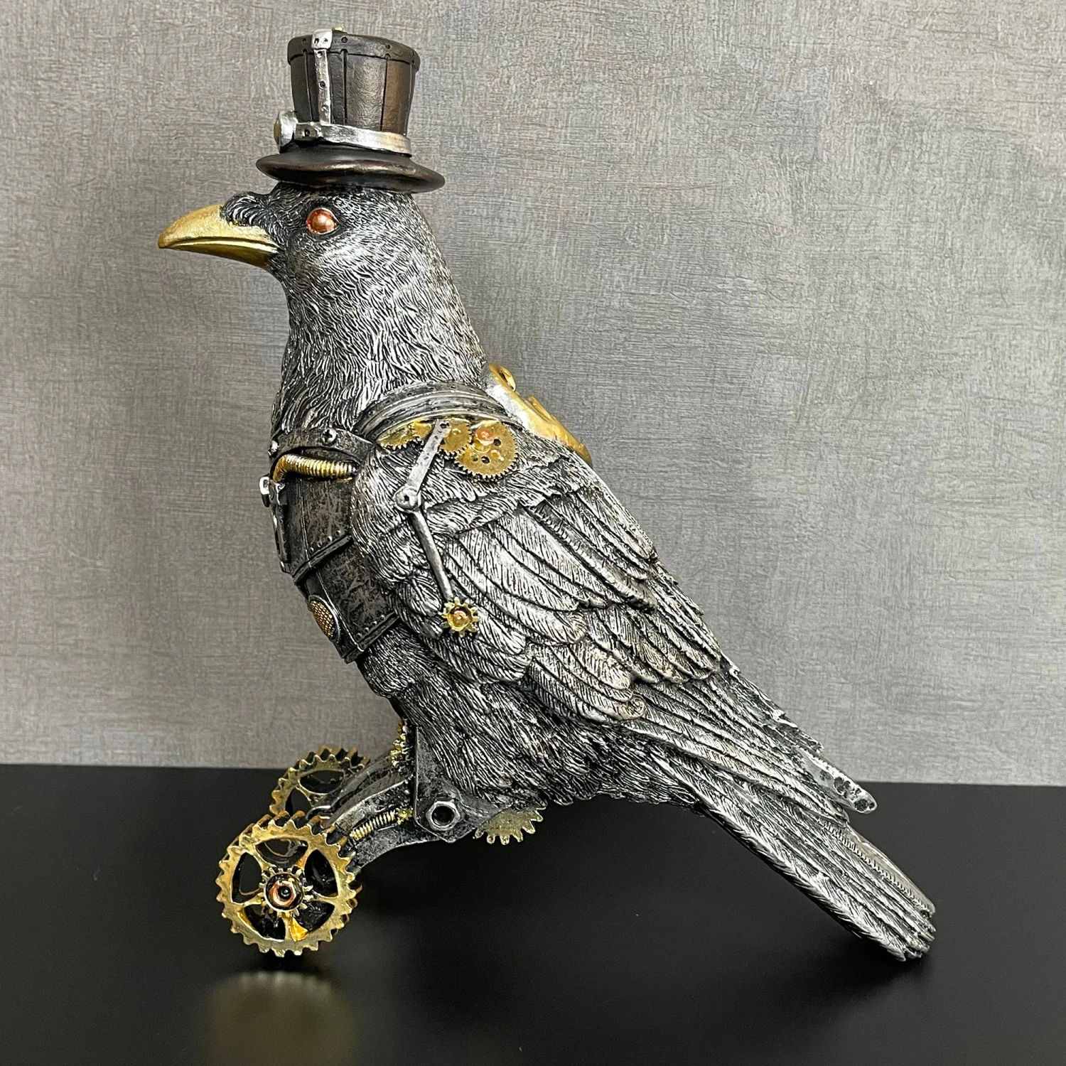 Silver Steampunk Crow Ornament 10 Silver Steampunk Crow Ornament - Image 10