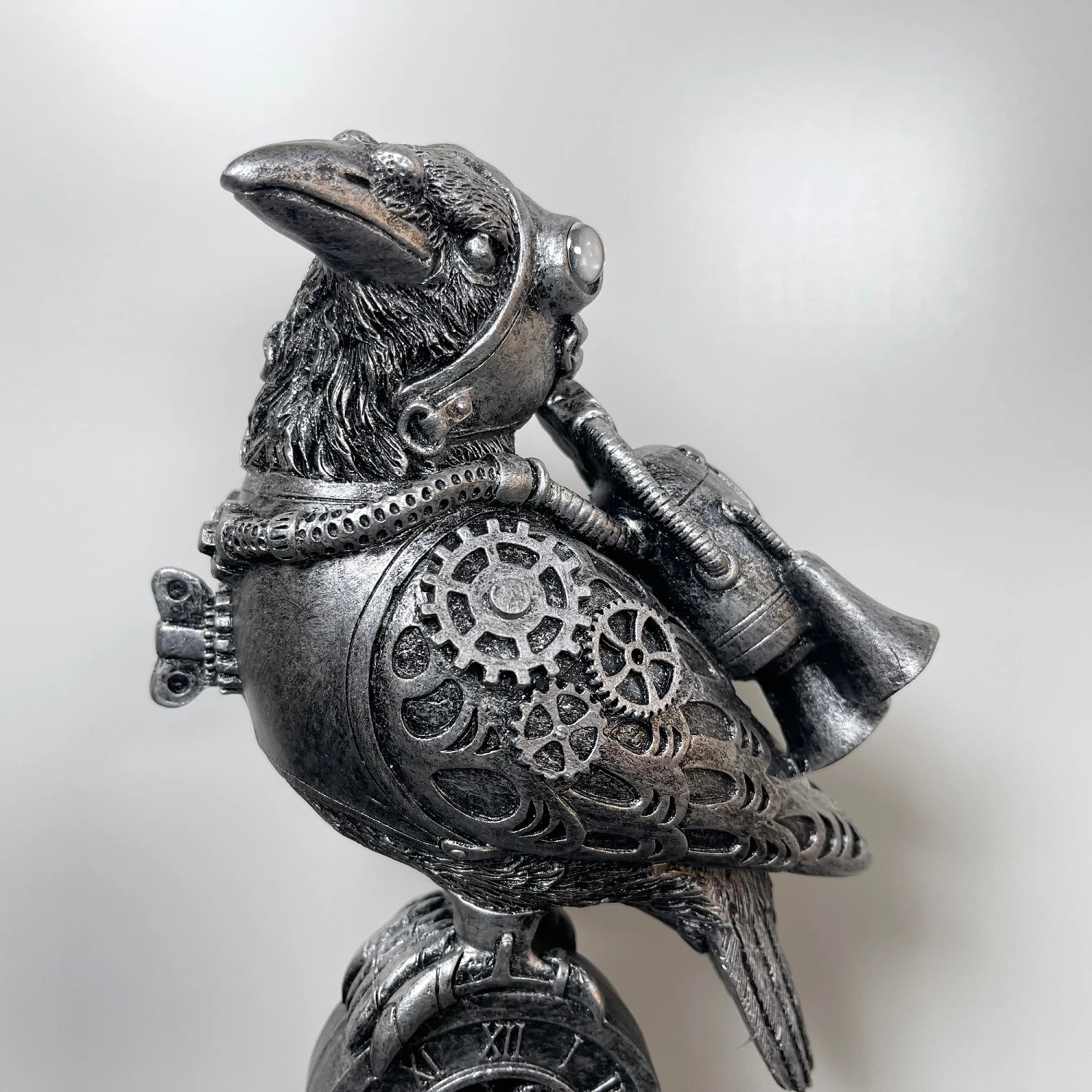 Silver Steampunk Pilot Bird Ornament 2 Silver Steampunk Pilot Bird Ornament - Image 2