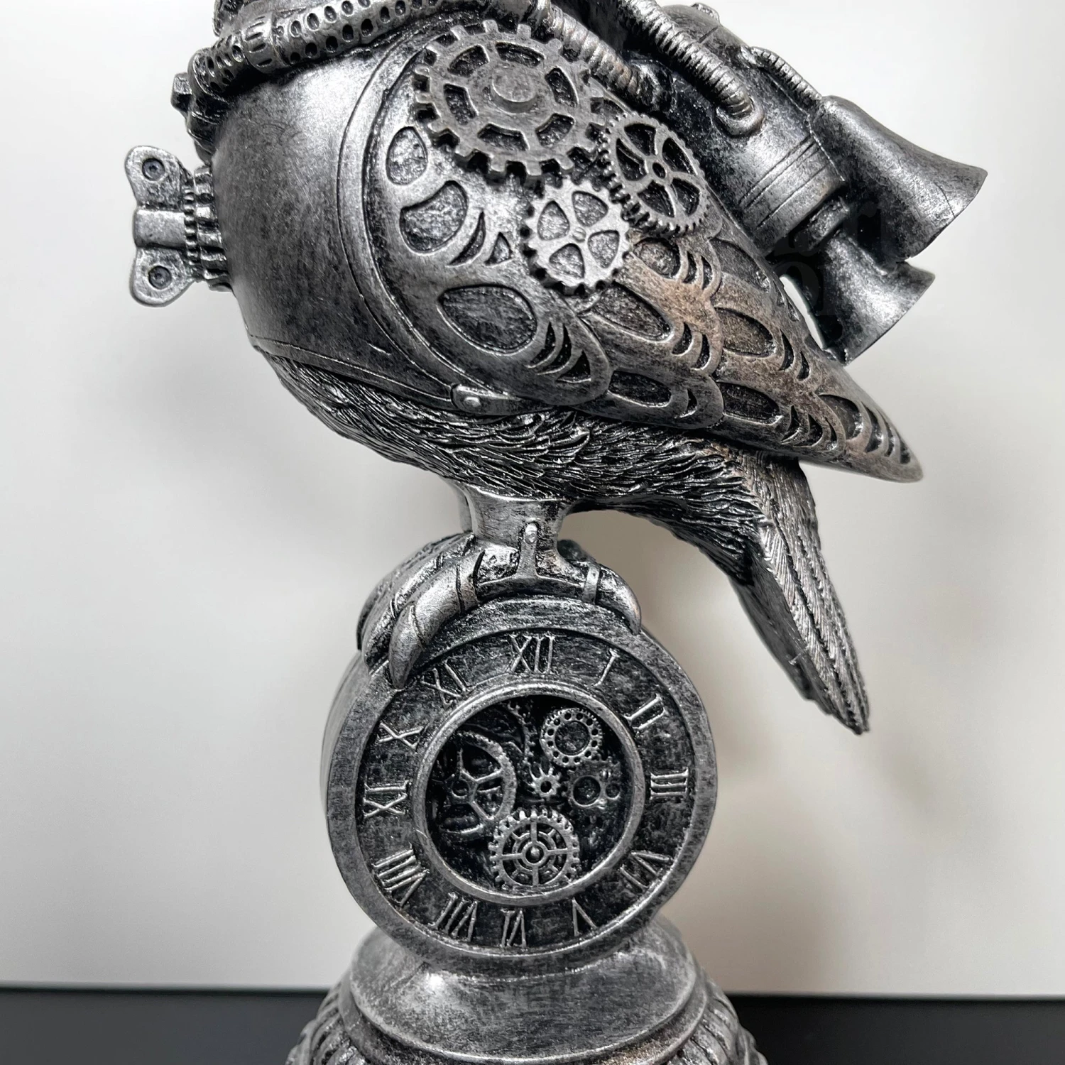 Silver Steampunk Pilot Bird Ornament 3 Silver Steampunk Pilot Bird Ornament - Image 3