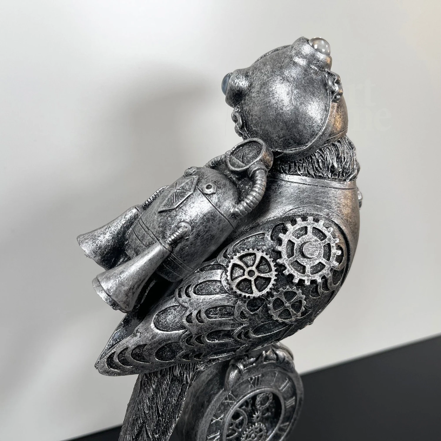 Silver Steampunk Pilot Bird Ornament 8 Silver Steampunk Pilot Bird Ornament - Image 8