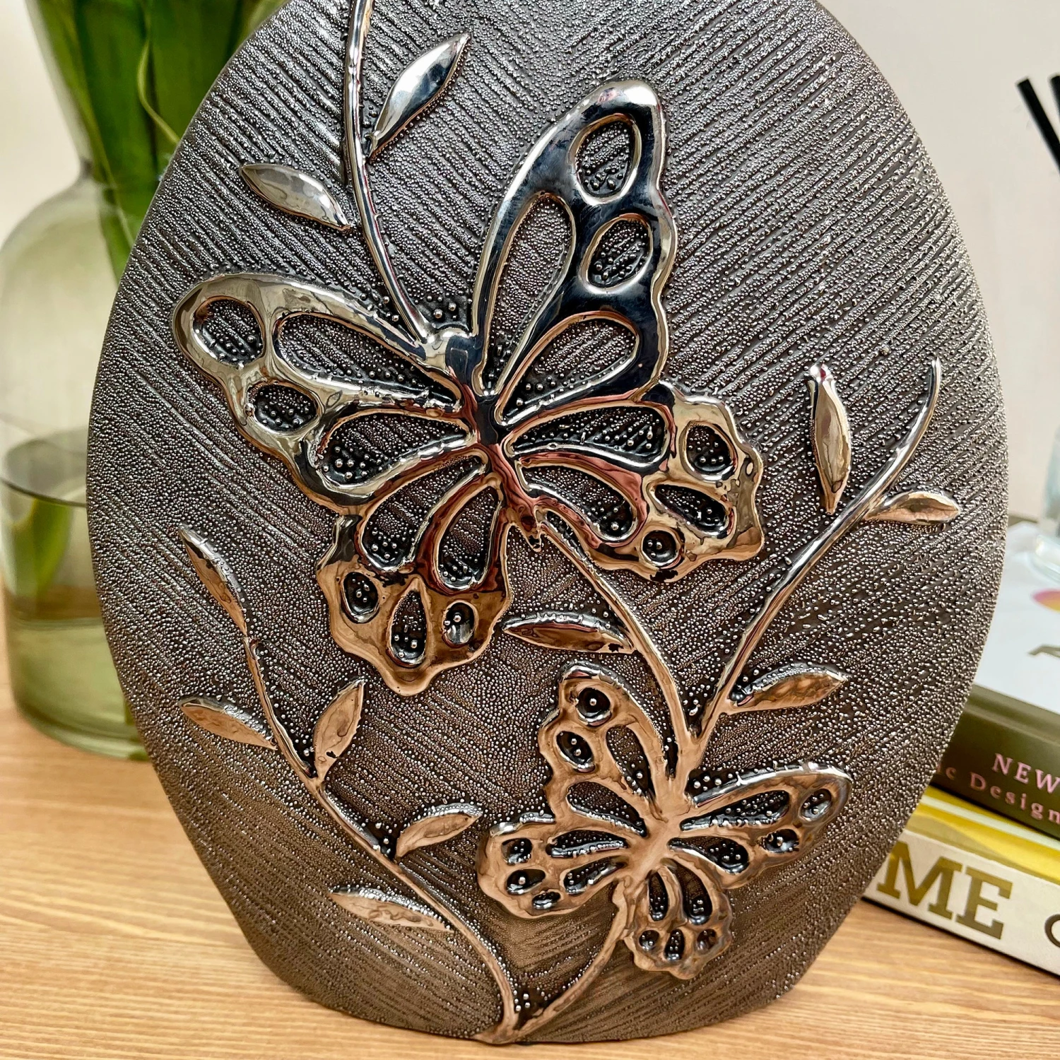 Gun Metal Ceramic Butterfly Vase 2 Gun Metal Ceramic Butterfly Vase - Image 2