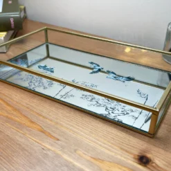 Blue Oriental Heron Glass Mirrored Tray -Home Decoration IMG E4443
