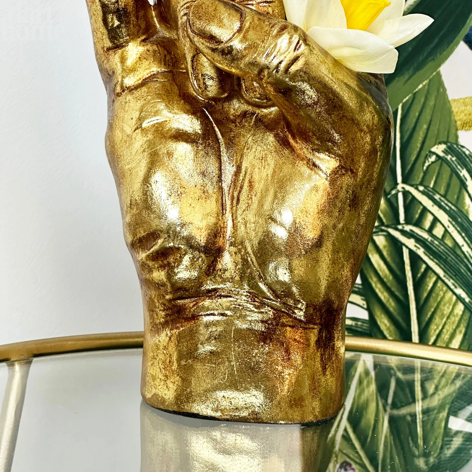 Gold Rock On Hand Vase 2 Gold Rock On Hand Vase - Image 2