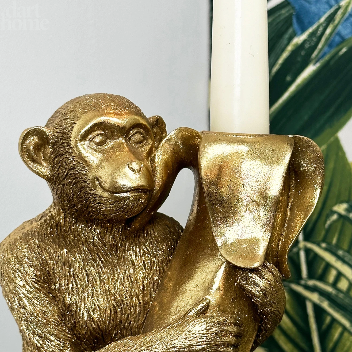 Gold Monkey With Banana Candlestick Holder 3 Gold Monkey With Banana Candlestick Holder - Image 3