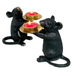 Black And Gold Mouse Candle Holder Pair -Home Decoration IMG E4574copy