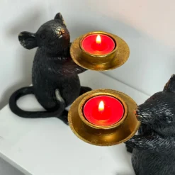 Black And Gold Mouse Candle Holder Pair -Home Decoration IMG E4577
