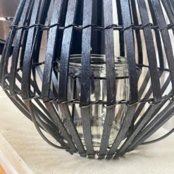 Matt Black Slatted Candle Lantern -Home Decoration IMG E4644