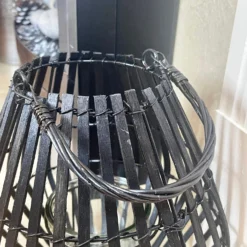 Matt Black Slatted Candle Lantern -Home Decoration IMG E4645