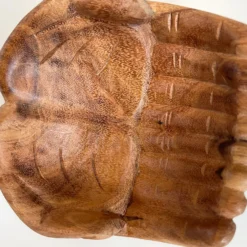 Molten Glass Bowl With Hand Of Hope Teak Wood Stand -Home Decoration IMG E4709