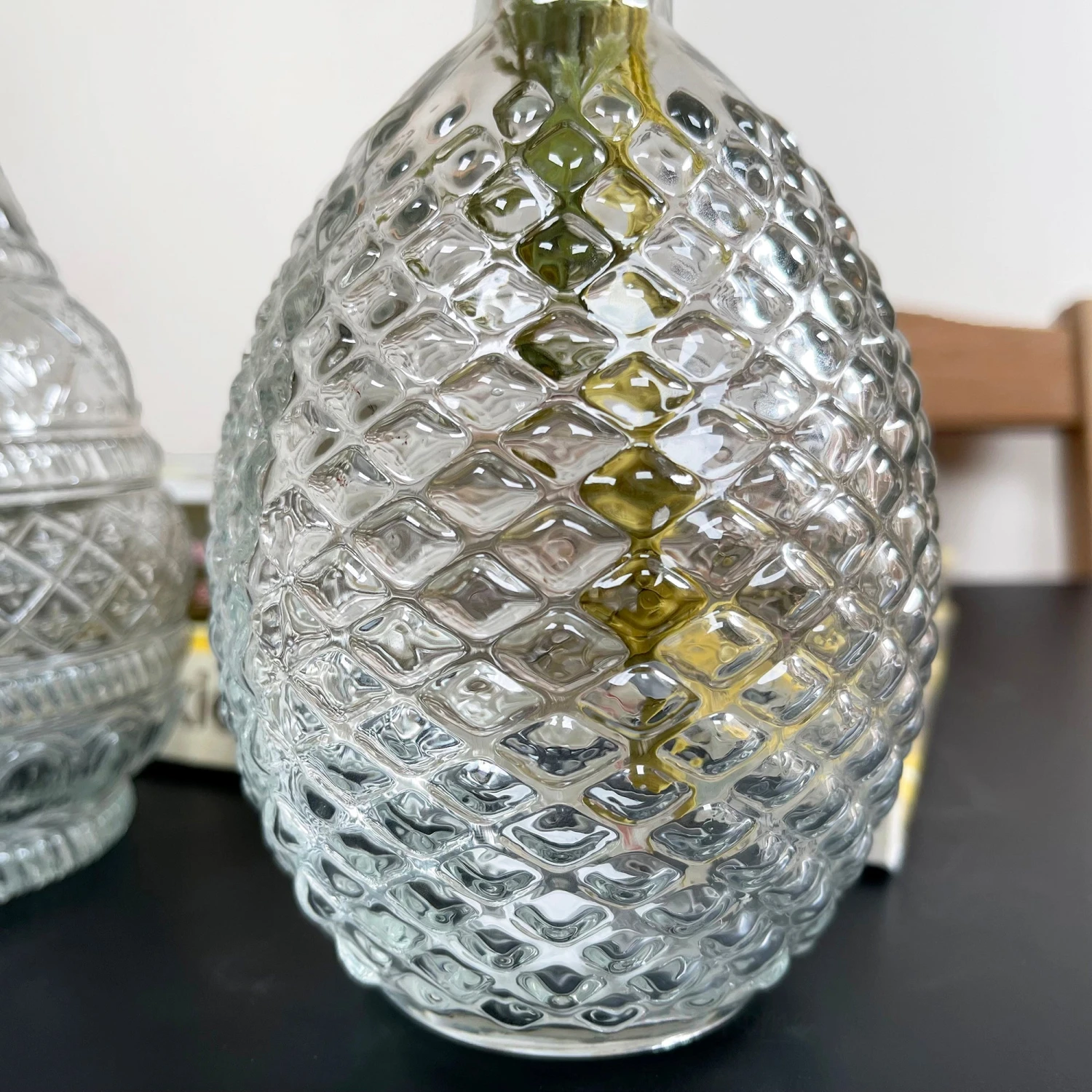 Set Of 2 Large Clear Glass Vases - Round 3 Set Of 2 Large Clear Glass Vases - Round - Image 3