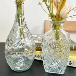 Set Of 2 Large Clear Glass Vases- Bottles