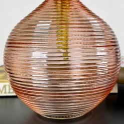 Pink Ribbed Glass Bottle Vase 5 Pink Ribbed Glass Bottle Vase -Home Decoration IMG E4844 edited176