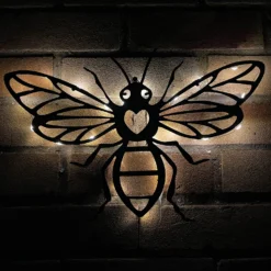 Metal Honey Bee Solar Wall Art