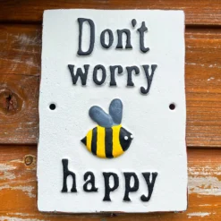 Dont Worry Bee Happy Cast Iron Sign -Home Decoration IMG E5245 edited10
