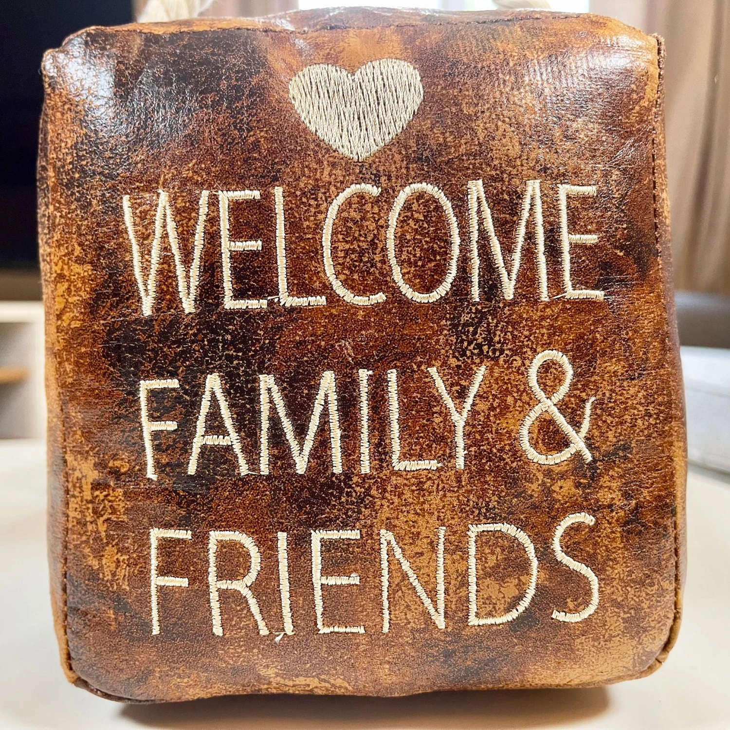 Faux Leather Welcome Cube Doorstop 2 Faux Leather Welcome Cube Doorstop - Image 2