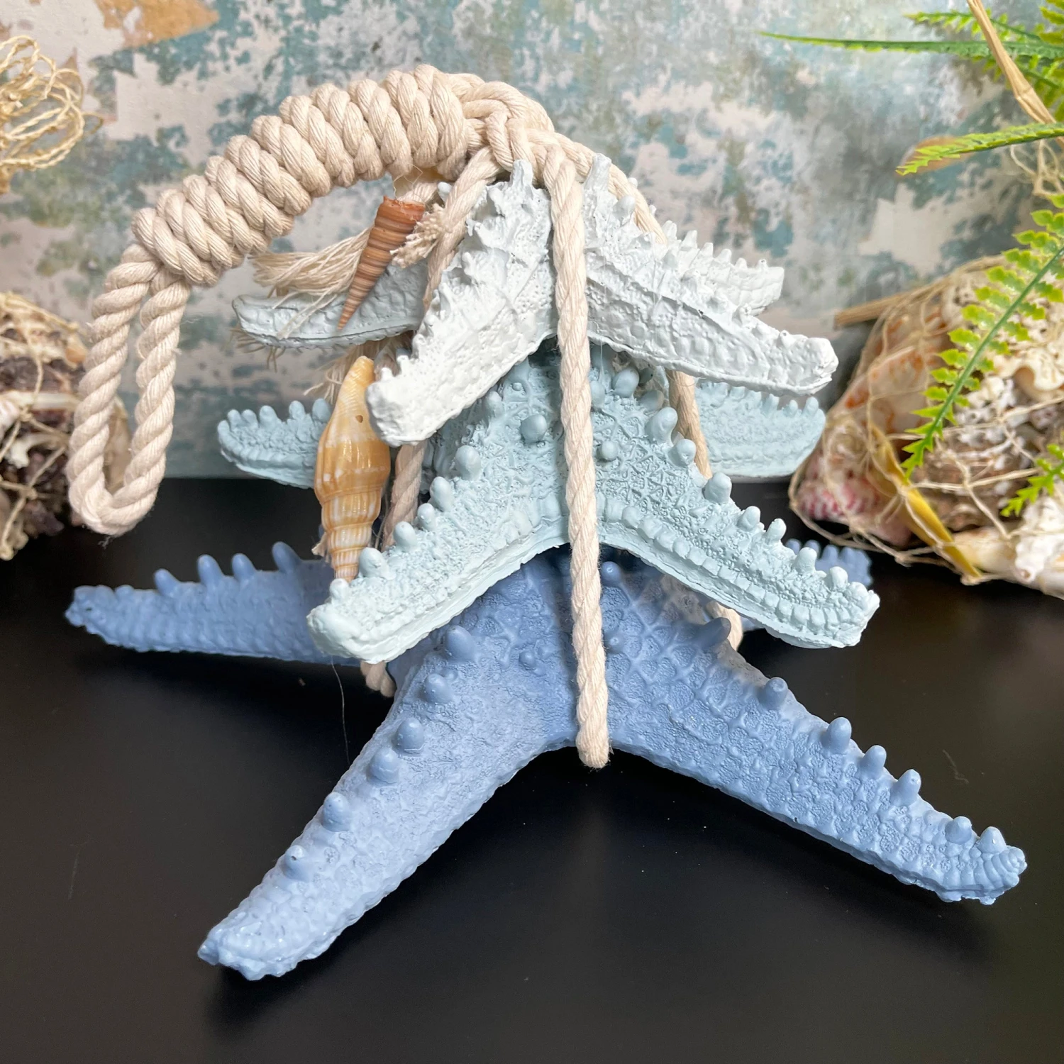 Blue & White Starfish In Rope Ornament 7 Blue & White Starfish In Rope Ornament - Image 7