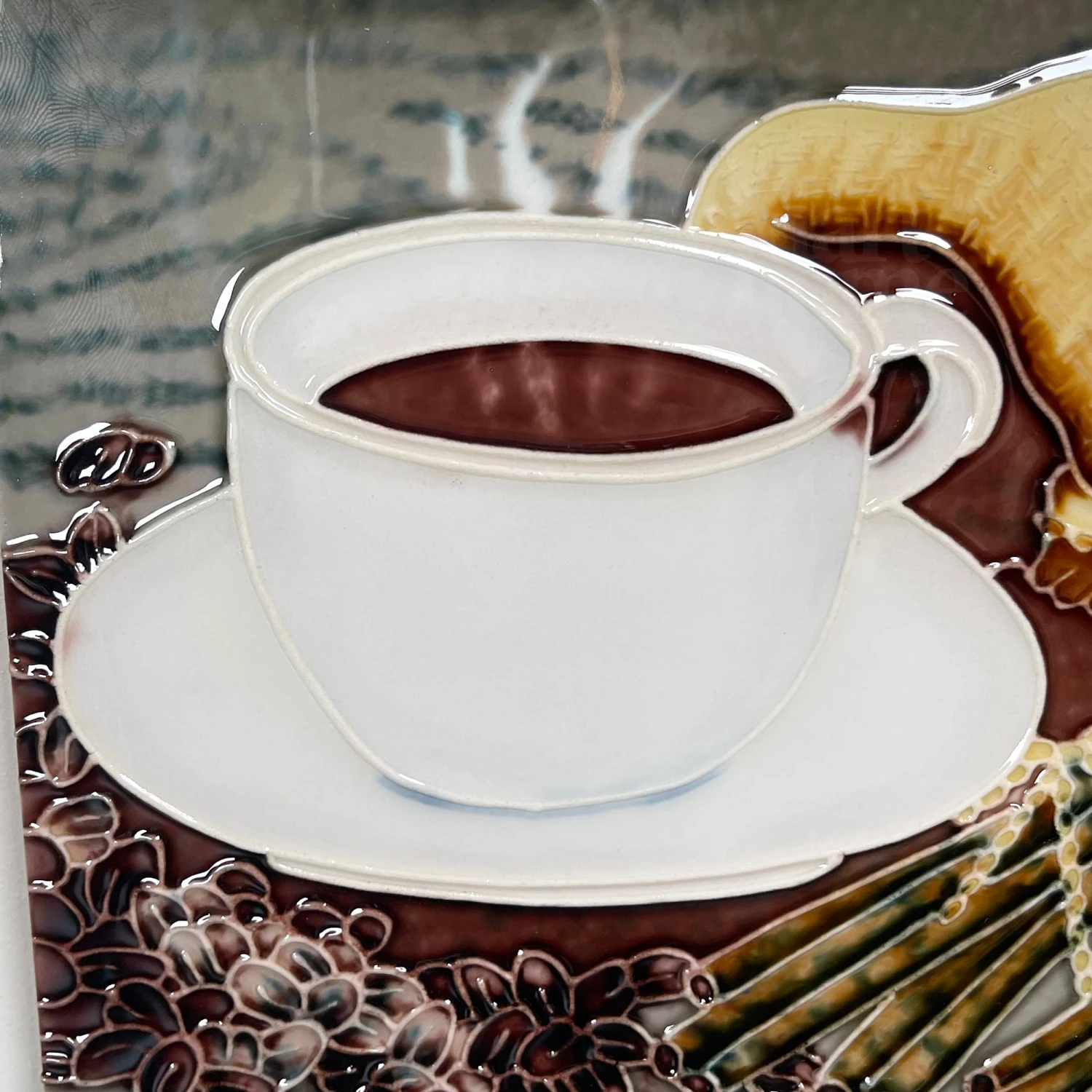 Coffee Beans Ceramic Art Tile 8x8" 2 Coffee Beans Ceramic Art Tile 8x8" - Image 2