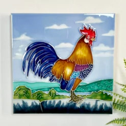 Cockerel Ceramic Art Tile 8x8"