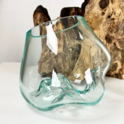 Tall Double Molten 11cm Bowls Teak Root Stand -Home Decoration IMG E6118