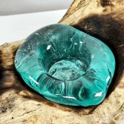 Molten Glass 4 Candle Holder On Teak Root Stand 16 Molten Glass 4 Candle Holder On Teak Root Stand -Home Decoration IMG E6131