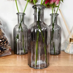 Set Of 4 Smoky Grey Bottle Vases -Home Decoration IMG E6198