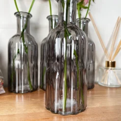 Set Of 4 Smoky Grey Bottle Vases -Home Decoration IMG E6200