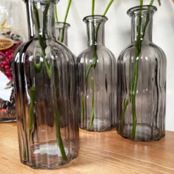 Set Of 4 Smoky Grey Bottle Vases -Home Decoration IMG E6202