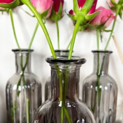 Set Of 4 Smoky Grey Bottle Vases -Home Decoration IMG E6204