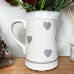 Faded Grey Love Heart Jug Vase -Home Decoration IMG E6211