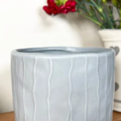 Striped Pastel Grey Pot Cover 8 Striped Pastel Grey Pot Cover -Home Decoration IMG E6219
