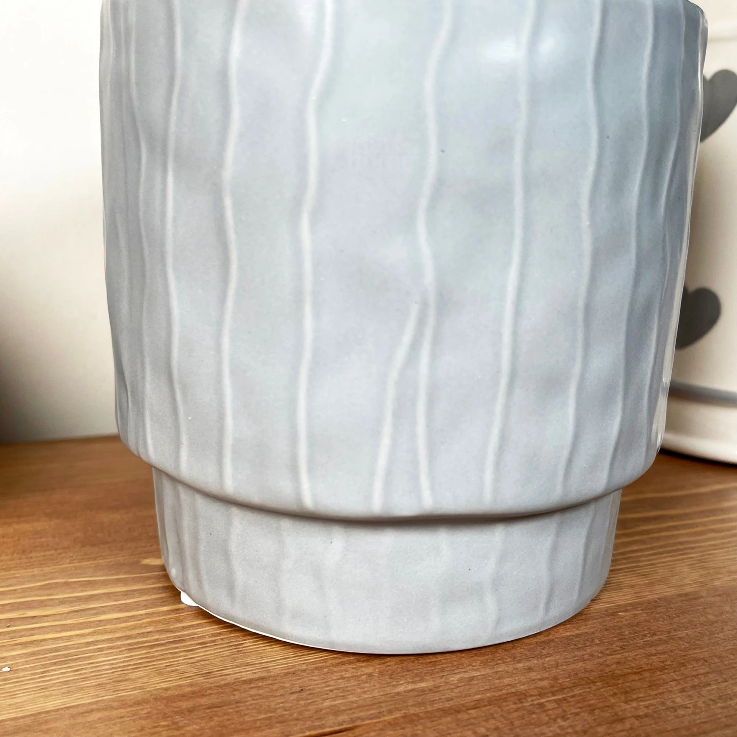 Striped Pastel Grey Pot Cover 4 Striped Pastel Grey Pot Cover - Image 4
