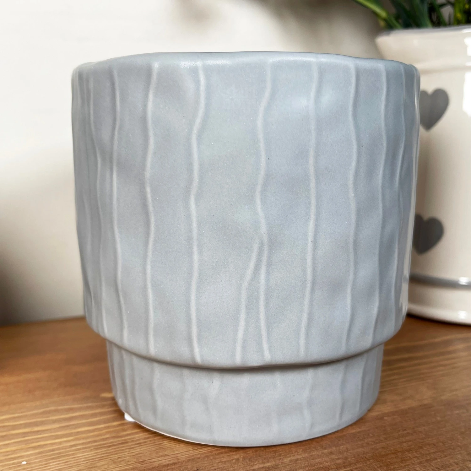 Striped Pastel Grey Pot Cover 5 Striped Pastel Grey Pot Cover - Image 5