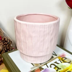 Striped Pastel Pink Pot Cover 9 Striped Pastel Pink Pot Cover -Home Decoration IMG E6233