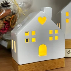 Light Up Ceramic House Ornaments With Wood Base 15 Light Up Ceramic House Ornaments With Wood Base -Home Decoration IMG E6295