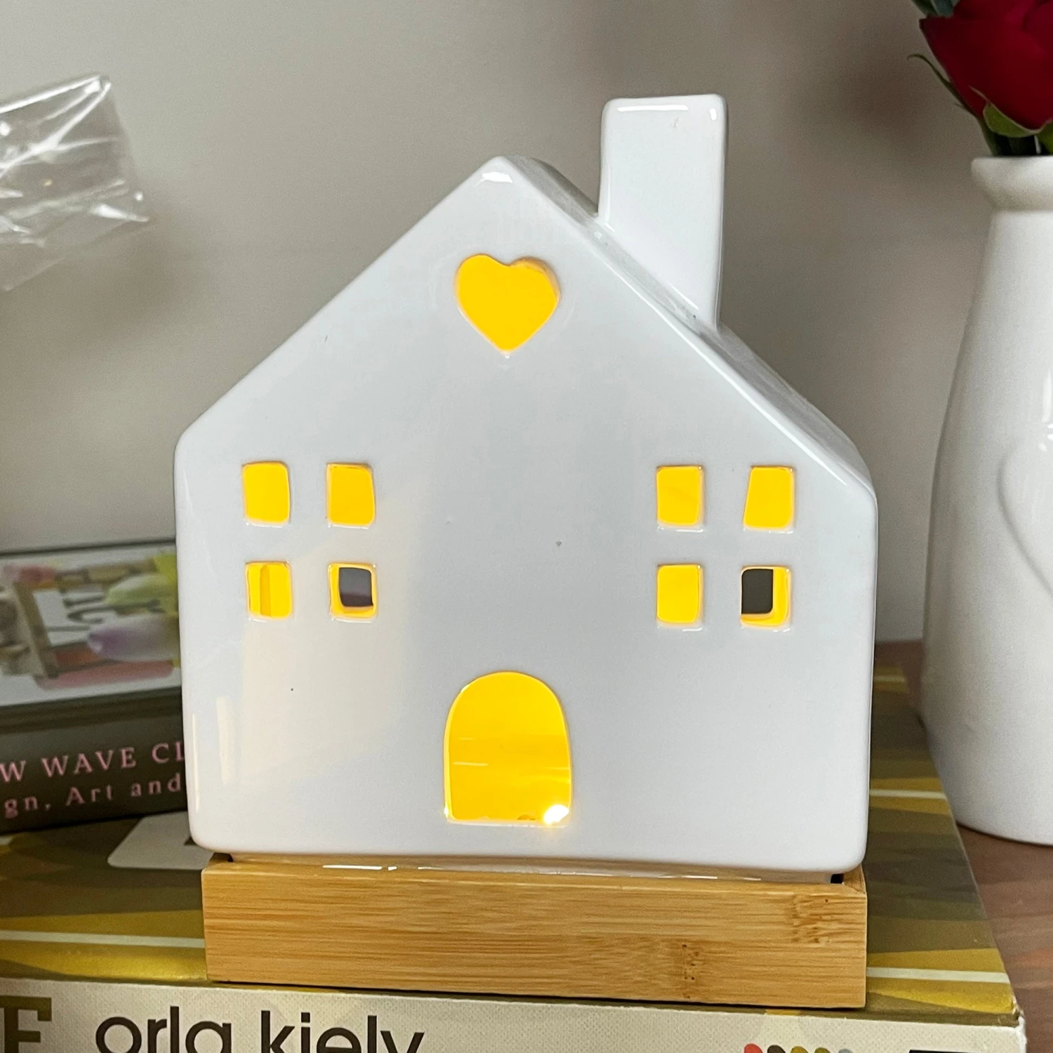 Light Up Ceramic House Ornaments With Wood Base 7 Light Up Ceramic House Ornaments With Wood Base - Image 7