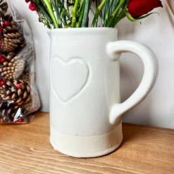 Two Tone Embossed Heart Jug Vase -Home Decoration IMG E6371