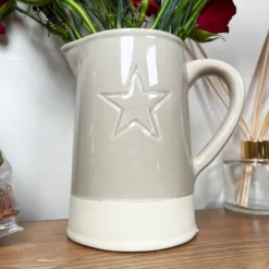 Two Tone Embossed Star Jug Vase -Home Decoration IMG E6386